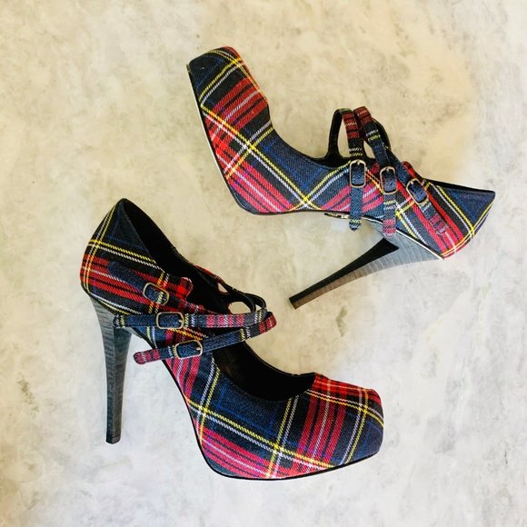 Harajuku Lovers Shoes - Harajuku Lovers Airlie Plaid Platform Mary Janes